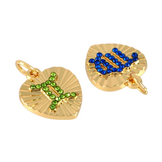 Gold Zodiac Heart Charms Set by Bead Landing™